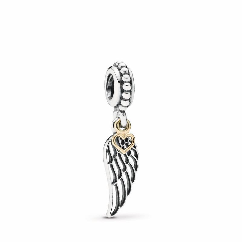 Pandora Love & Guidance Dangle Angel Wing Charm Sale NZ, Two Tone (415927-QCL)